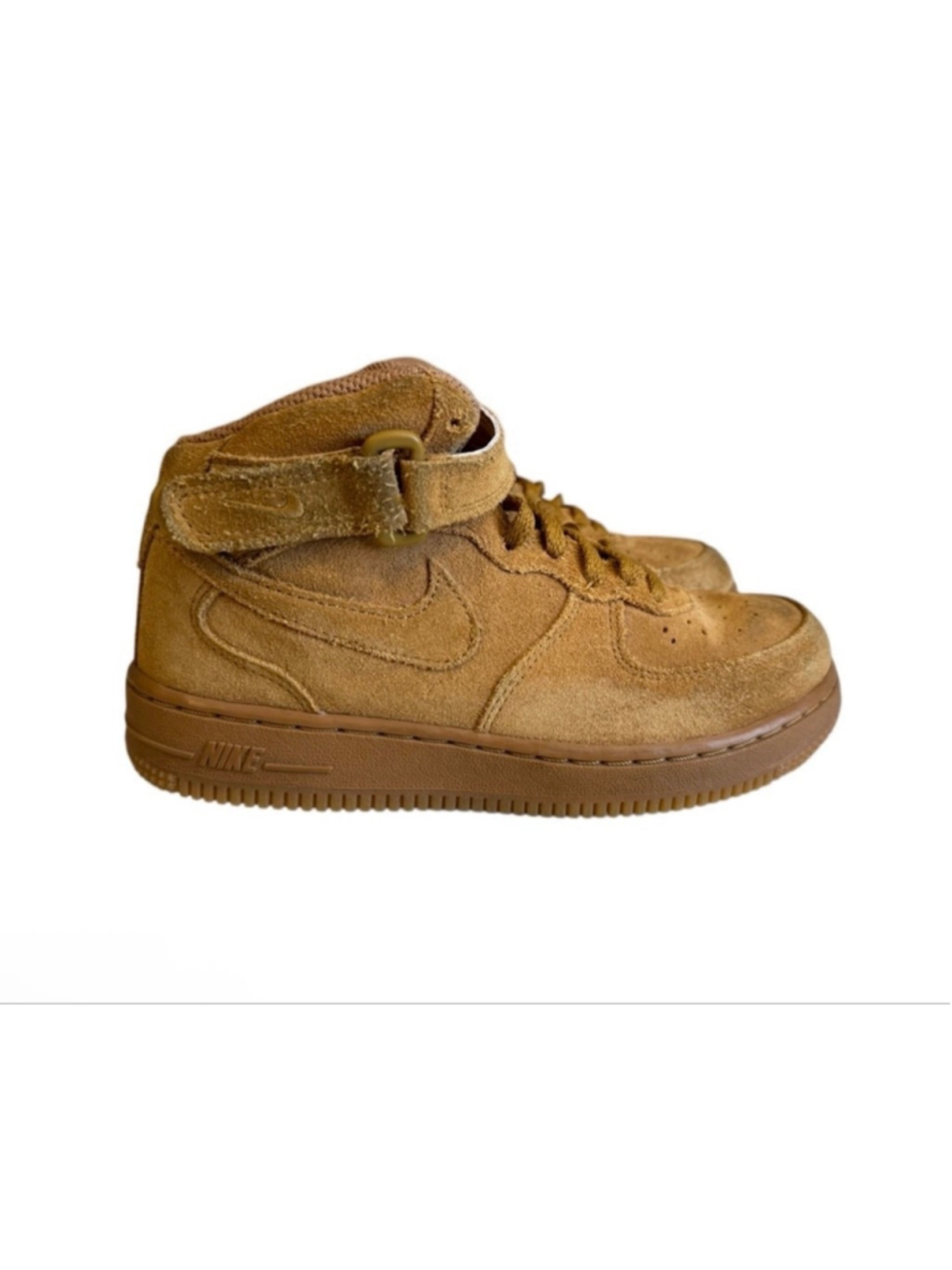 Nike Kids Force 1 Mid Wheat Suede Gum Soles [859337-701] Size 2Y - Picture 3 of 8